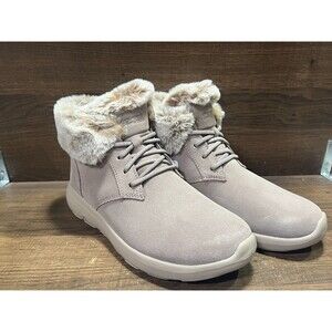 Skechers On-the-GO City 2 Winter Wishes Suede Ankle Boots Dark Taupe 8M New